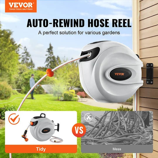 180 Degree Swivel Telescopic Hose Reel (Wall Mount) - 130' x 5/8" Capacity