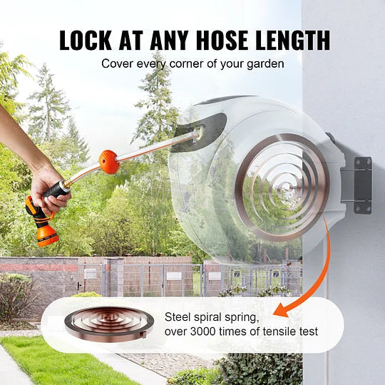 180 Degree Swivel Telescopic Hose Reel (Wall Mount) - 130' x 5/8" Capacity