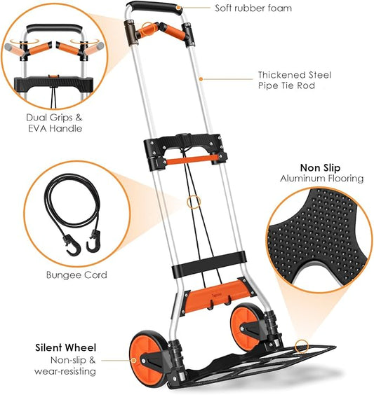 Collapsible Utility Trolley with 360° Rotating Wheels
